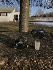  2 14mm Glass Male Round Bowl Slide Grey Bong Water Pipe Bubbler