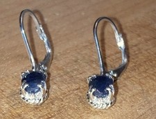 Blue Sapphire 2.3g 925 Sterling Silver Dangle Earrings Fast Free Shipping.
