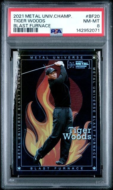 Tiger Woods Blast Furnace 2021 Metal Universe Champions PSA 8 NM-MT