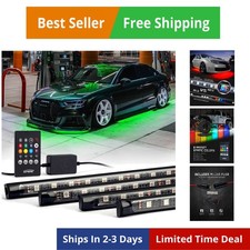 Car Underglow Neon Accent Strip Lights, 4 Pcs RGB 252 LEDs Underglow Kit with...