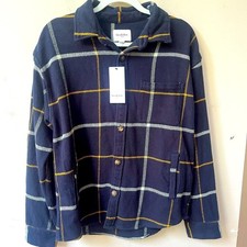 Goodfellow Button Down Flannel Shirt Shacket Mens Medium Blue Cozy Casual NWT