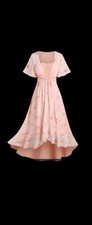 (172) Women’s Plus Size Floral Print Summer Dress – Peach, 5XL