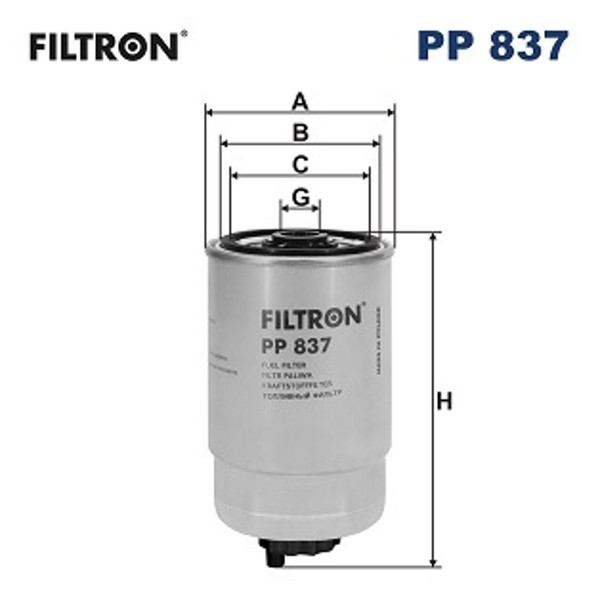 Kraftstofffilter Filtron PP 837 Mit Wasserablassschraube Anschraubfilter FüR VW-image