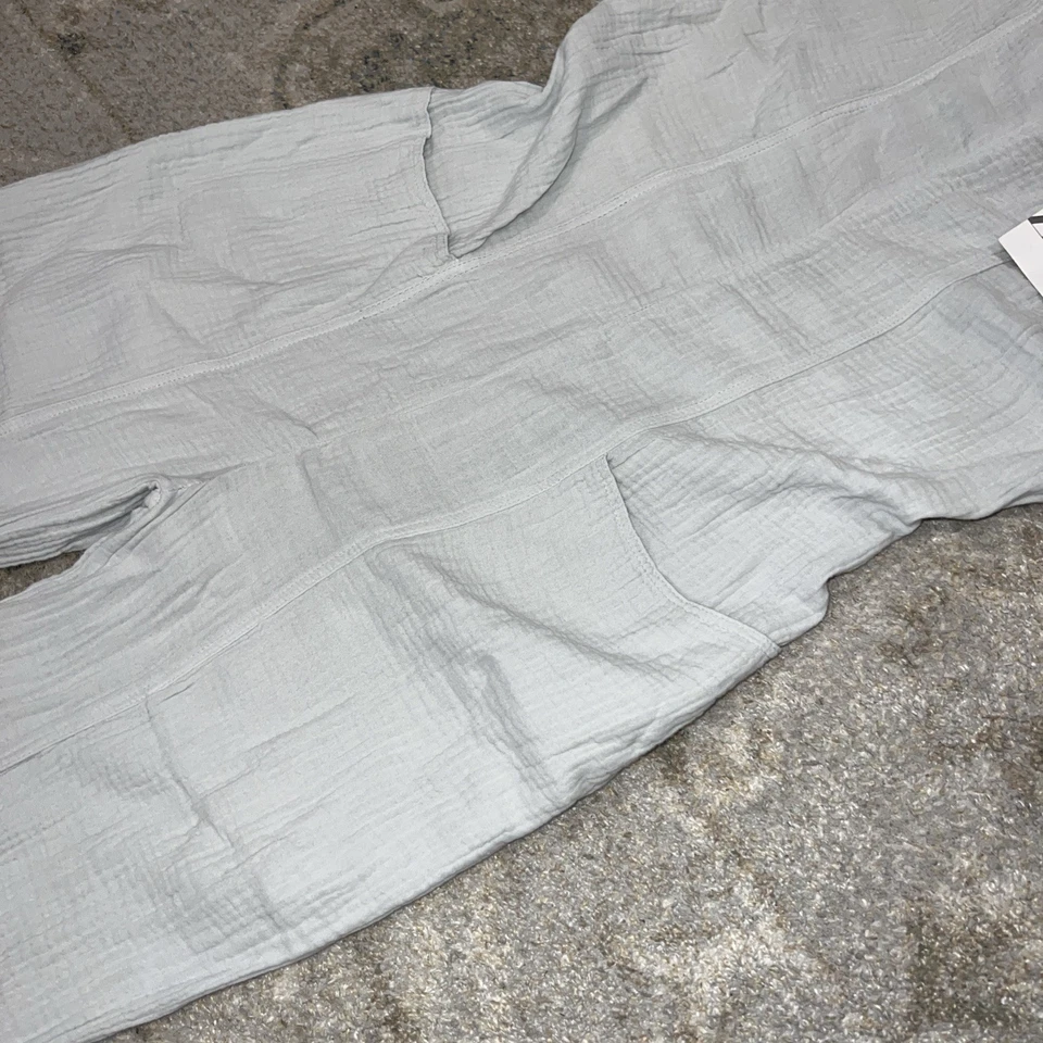 ZARA Girls Sz 11-12 Cute Short Sleeve Open Back Romper 100% Cotton Pale Blue NWT - Image 3 of 4