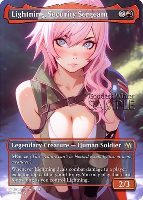 MTG FF - Lightning, Security Sergeant - Fanart Borderless Style - EDH / Playtest