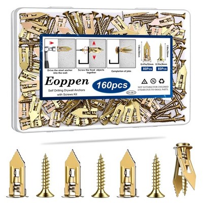 160Pcs Drilling Drywall Anchors with Screws, 80Pcs Sheetrock Anchors (0.47x1....