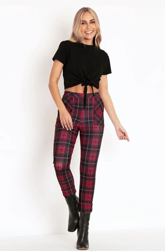 BLACKMILK TARTAN RIBBON CUFFED PANTS - SIZE M - NEW WITH TAGS!