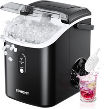 Nugget Ice Maker Countertop with Handle, Ready in 6 Mins, 34Lbs per Day, Removab