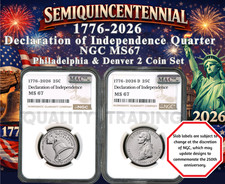 Juego de 2 monedas de cuarto de cuarto de cuarto de la Declaración de Independencia 2026 P D NGC MS67 - PREVENTA