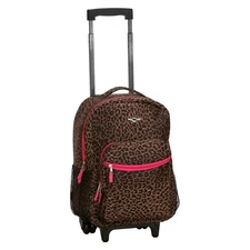 Rockland Roadster Rolling 17" Backpack - Pink Leopard