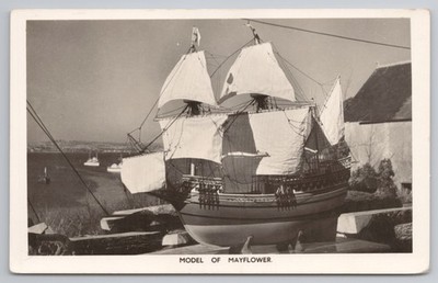 RPPC Modell des Mayflower Schiffes Echtfoto unbespielt nautisch