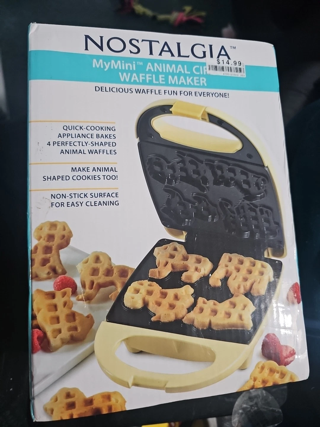 Nostalgia MANWFL4YW MyMini Electric Animal Circus Waffle Maker Nib