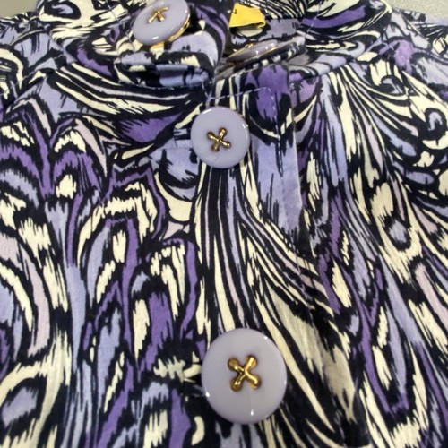 St John Womens Blazer Jacket Size M Purple Floral Paisley Buttons silk blend - Picture 5 of 15