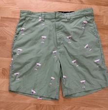 Bermuda Styles Men’s Shorts With All Over Martini Print Green  Size 36