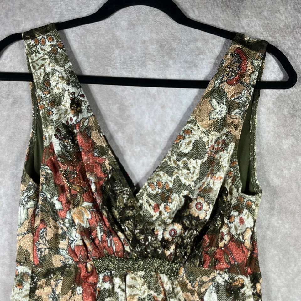 Weston Wear Top Mujer Mediano Verde Floral Encaje Malla Babydoll Boho Festival Foto 2 de 4