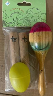 5  Piccolo Claves + Maraca & Egg New Pair Tycoon Percussion IQ+ Early Childhood