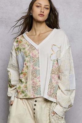 Pol Boutique Women's Patchwork Top - Size Large 