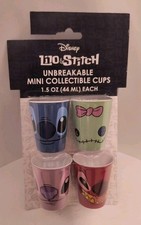 Disney LILO STITCH Unbreakable Plastic Mini Cups 1.5 oz. Set of 4 ship