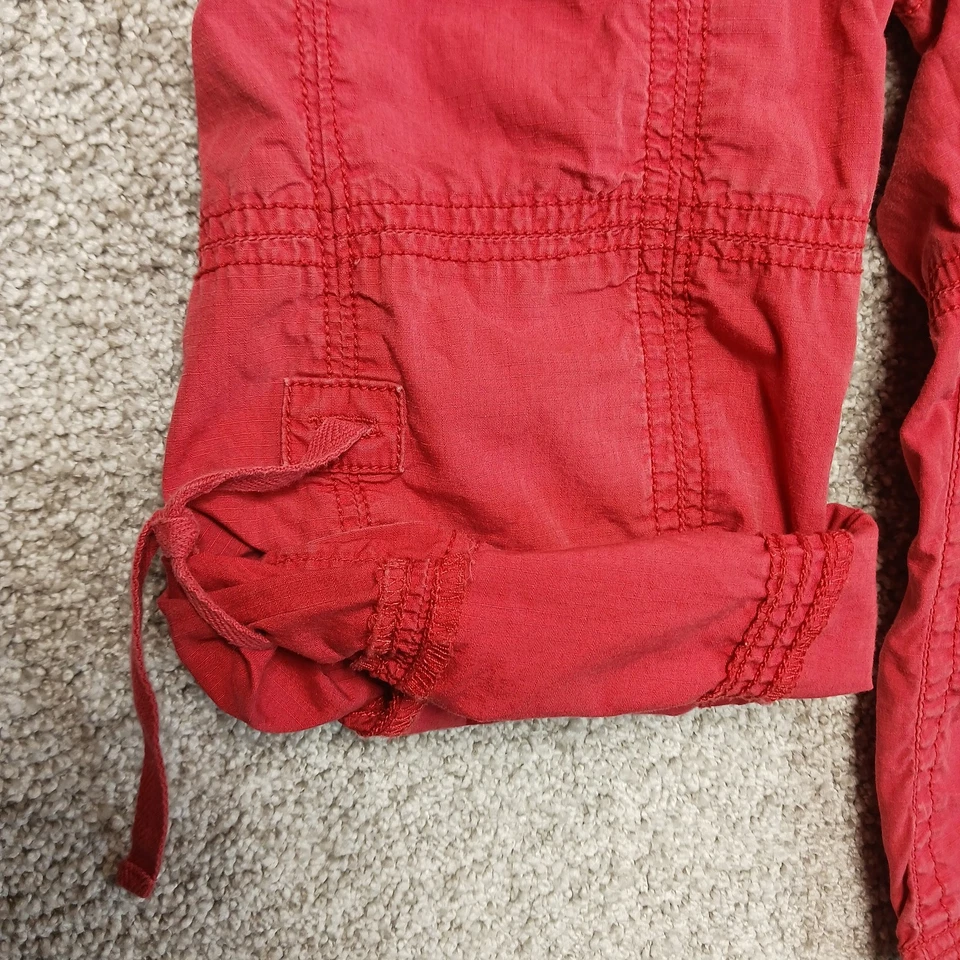 Mossimo Supply Co Pants Womens 10 Red Cargo Capri Drawstring Pockets Casual - Image 2 of 4
