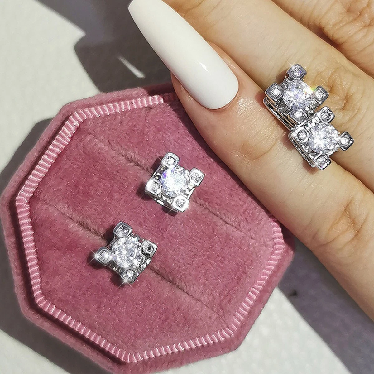Sparkly Square Belt Diamond Does Not Fade Silver Lady Light Luxury