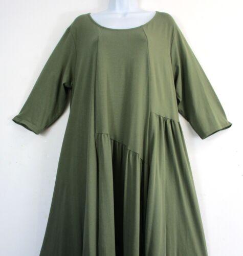 Ladies Lagenlook 95% Soft Slinky Cotton Asymmetric Hem Dress One Size:Plus 18-22 - Picture 29 of 50