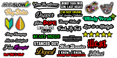 JDM 35 CAR STICKER DECAL MEGA PACK LOT LOW FUNNY JDM BOOST