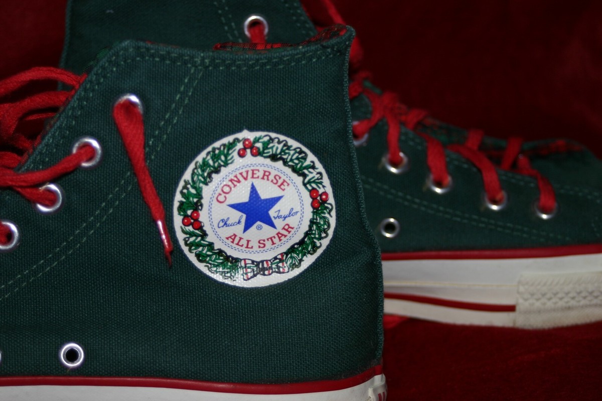 1990 Vintage Converse All Star Christmas Grn Hi Top Shoes M 1990 Vintage Converse All Star Christmas Grn Hi Top Shoes M