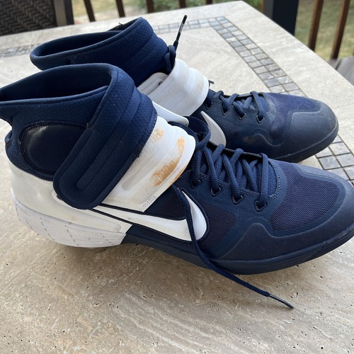 Nike Air Zoom Alpha Baseball High Top Cleats Spikes - Size 15 Navy & White - Picture 2 of 8