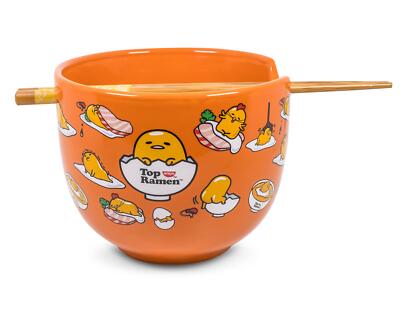 Sanrio Gudetama Japanese Top Ramen Dinnerware Set | 20-Ounce Ramen Bowl,
