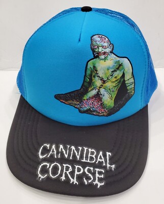 Metal Head Black Death Gothic Thrash  Zombie C Corpse Neon Blue Trucker Adjust