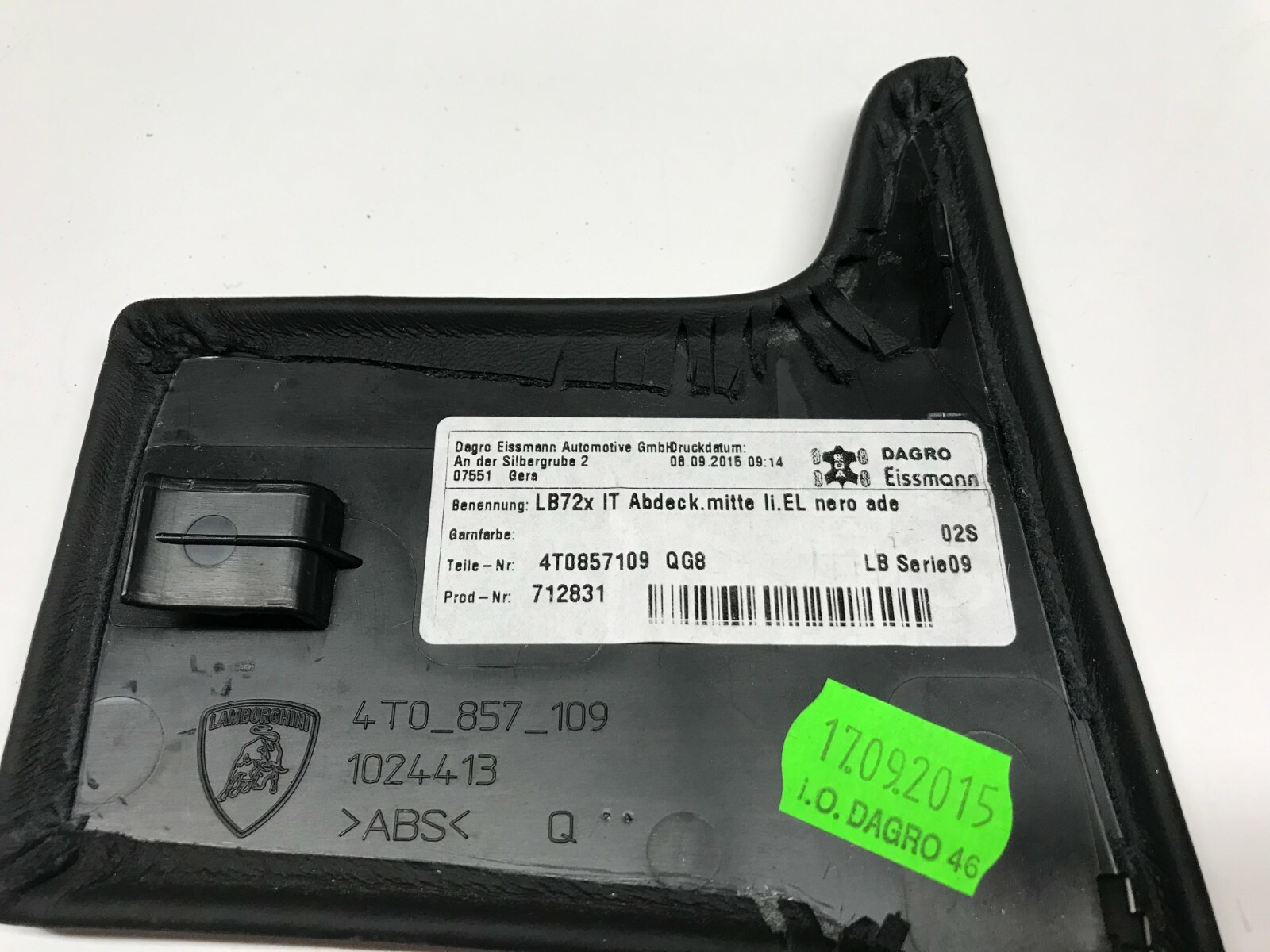 LAMBORGHINI HURACAN LP610 DRIVER LEFT DASHBOARD COVER TRIM LEATHER OEM 4T0857109