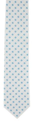 Borrelli Weiß Und Türkis Blau Blumen Krawatte - 7cm