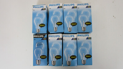 16x Philips Glühbirne/Glühlampe E27 15W klar