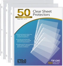 Sheet Protectors 8.5 X 11 Inch, Clear Page Protector for 3 Ring Binder, Plastic