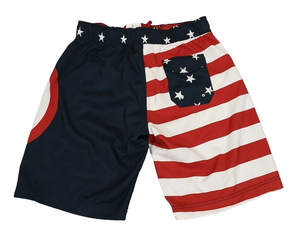 Marvel Captain America Board Shorts Swim Trunks Men's Size M Red White Blue - Image 2 of 4