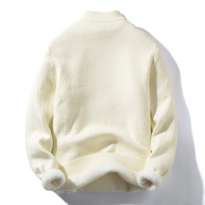 Mens Fleece Lined Jumper Warm Knitted Pullover Top Sweatshirt Basic Casual