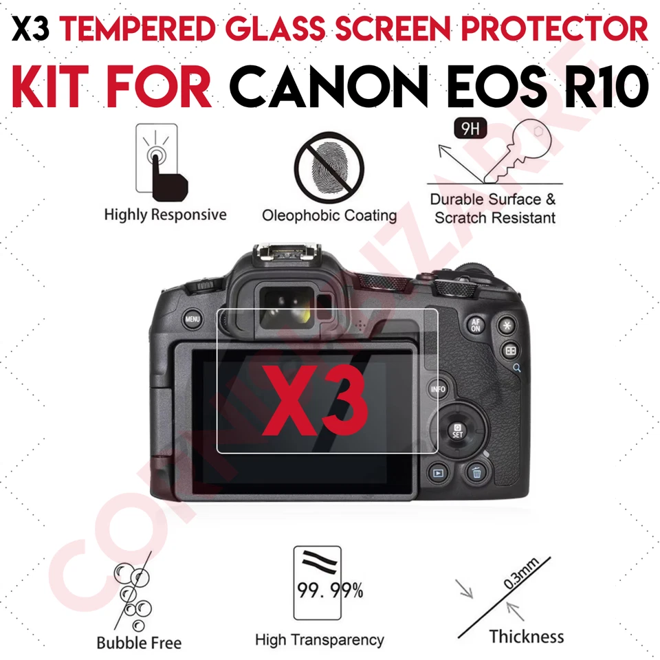 x3 TEMPERED GLASS LCD SCREEN PROTECTOR KIT FOR CANON EOS R10 - UK STOCK - Image 2 of 4