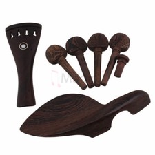 Wenge Wood 4/4 Violin Tailpiece Tuning Peg set end pin Chinrest