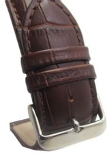 24mm Italian Genuine Leather Italy Dark Brown Croc Watch Band Strap