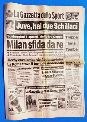 Gazzetta Dello Sport 1er Décembre 1990 - Milan Vainqueur Supercoupe Italienne