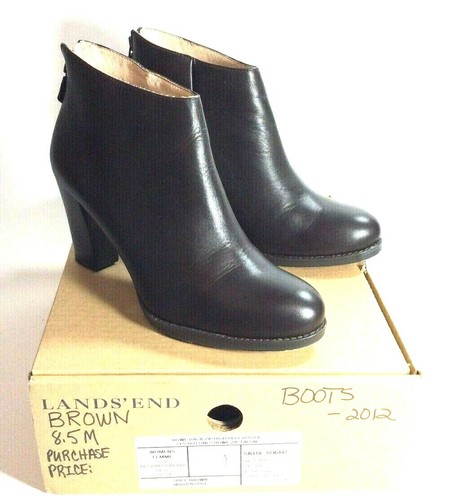 8.5 Ankle Boot Stacked Block Heel Brown 