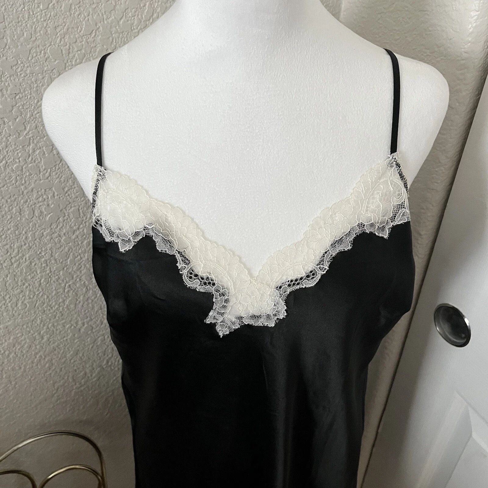 UNDERCOVER Victoria's Secret Mini Abito Vintage Bianco e Nero Pizzo Raso Angelo Slip Tg L G