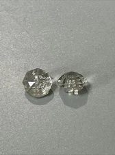 (2) Antique Clear Glass Tunnel Shank 7/16” Buttons Faceted Dome W/ Point X15