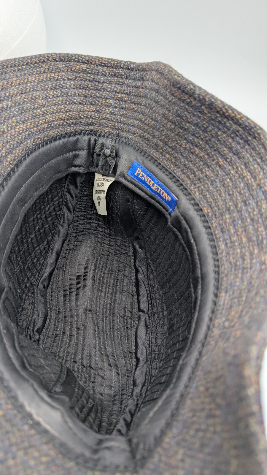 Wool Hat Pendleton Bucket Fedora Brown Lined Size… - image 7