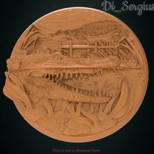 3D stl file relief Crocodile for CNC router cnc machine milling