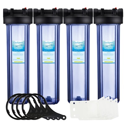 Geekpure 20'' Whole House Water Filter Housing Fit 4.5'' x 20'' Filters - Pack 4