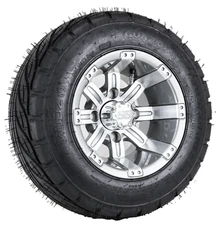 Set of 4 10" Gunmetal / Machined Golf Cart Wheels & 205/50-10 Tires