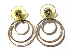 GOLD TONE LOOP TRIPLE HOOP PIERCED EARRINGS VINTAGE