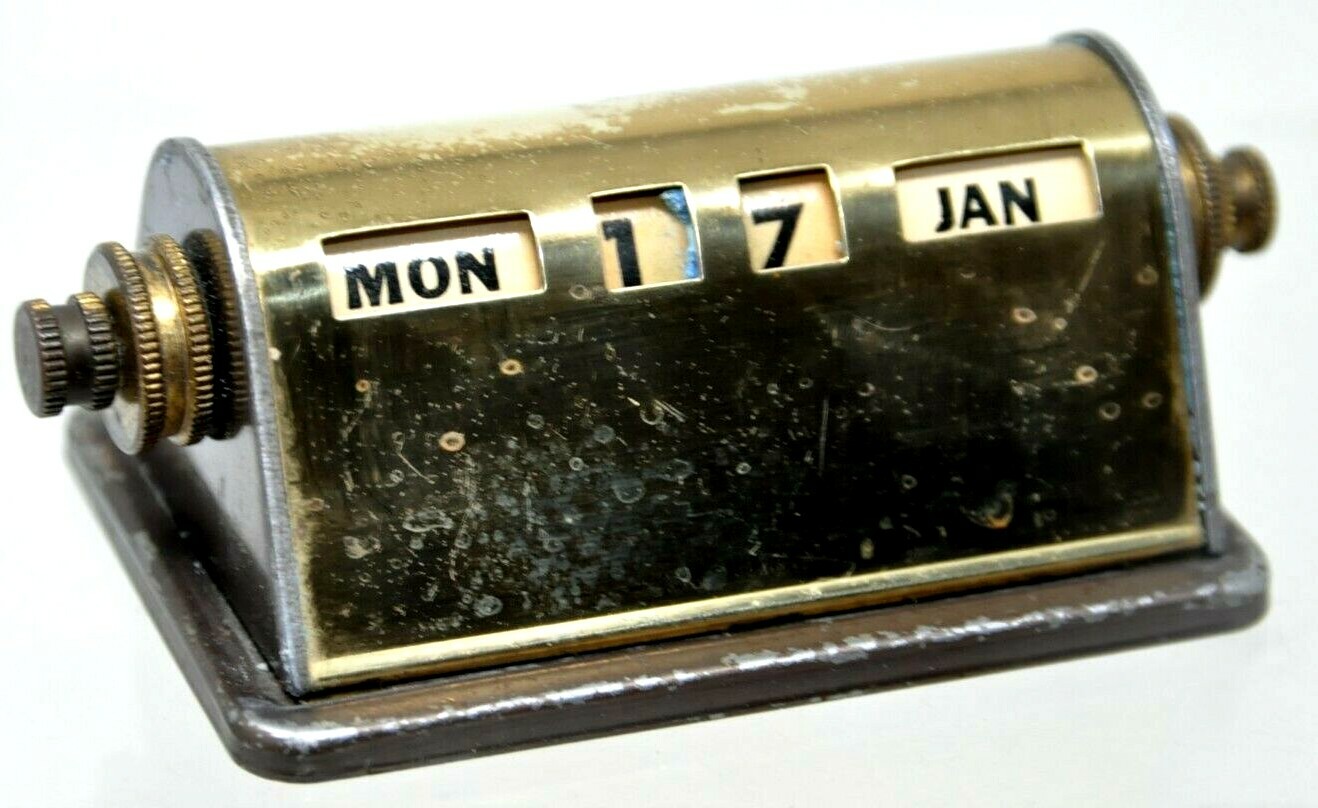 vintage-park-sherman-brass-perpetual-desk-calendar-50-039-s-rolling-ebay