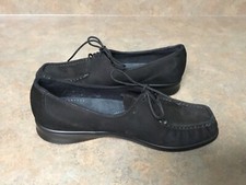Women's SAS Black Lace Up Suede Moccasin Oxfords Shoes Size 6M CON50 